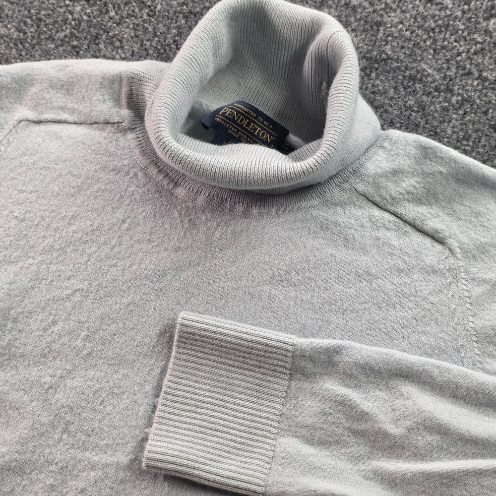 Pendleton Turtleneck Sweater 100% Merino Wool Knit Petite M Light Blue Womens - Picture 1 of 8